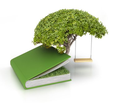 Tree of knowledge growing out of book clipart