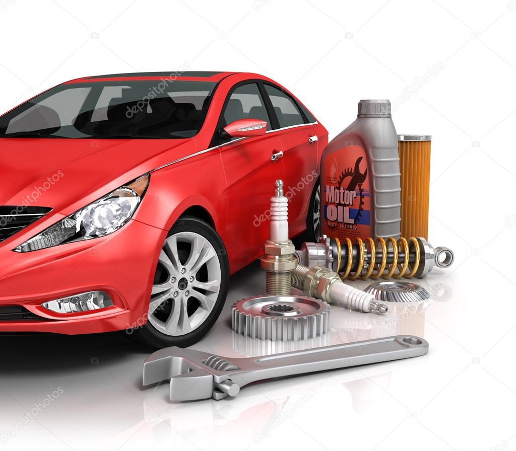 Auto parts with beautiful car. Stock Editorial Photo © urfingus 60912227