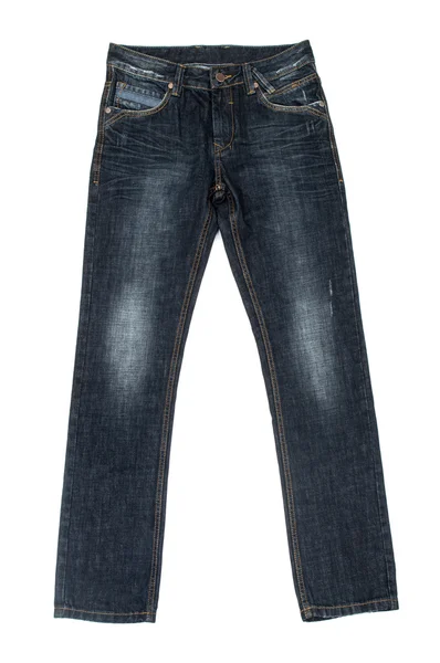 Calça jeans azul isolado no branco — Fotografia de Stock