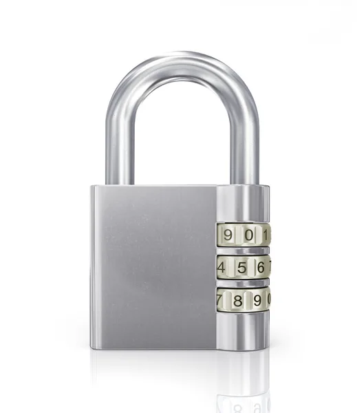 Silver Padlock with later code on white background — Stock Photo, Image
