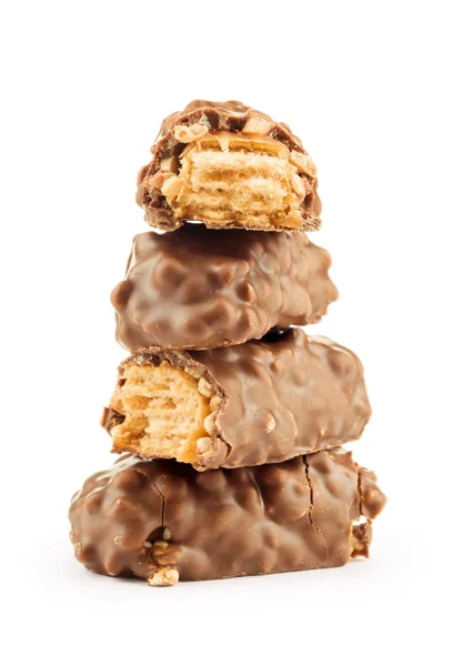 Stack of chocolates comfit on a white background — Stock Photo, Image