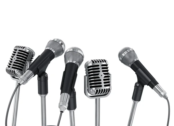 Conference meeting microphones prepared for talker. Isolated on — Stock Photo, Image