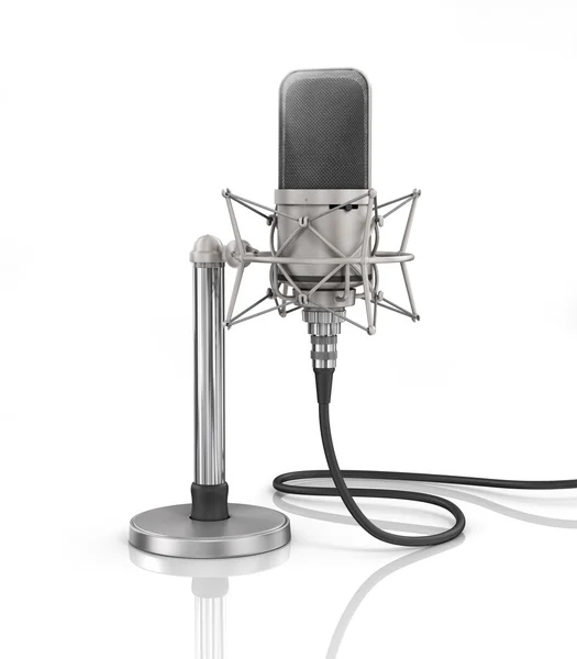 Microfone isolado no fundo branco. Conceito de orador . — Fotografia de Stock