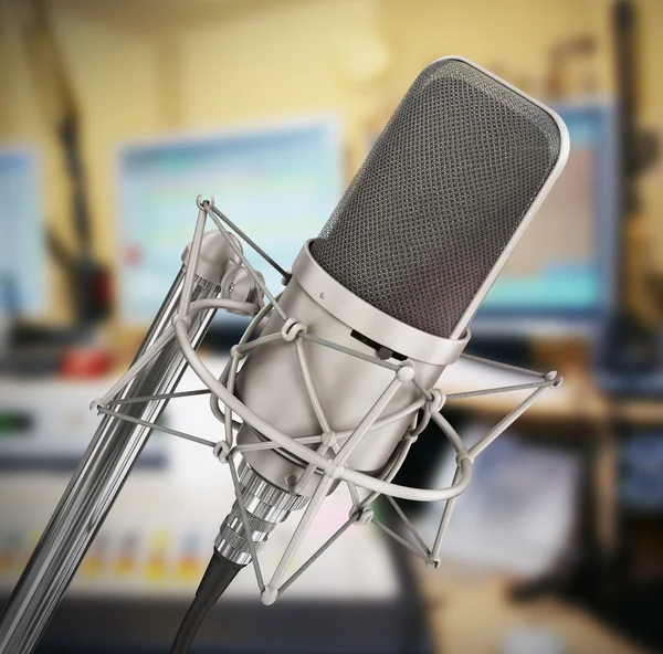 Microphone isolated in the studio. Please speak. — Stock Photo, Image