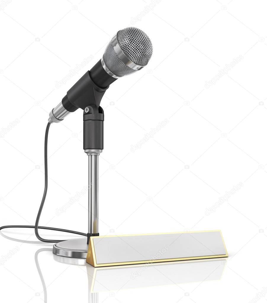 Microphone with blank for name.