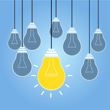 Fikir vektör çizim ampul lamba ile