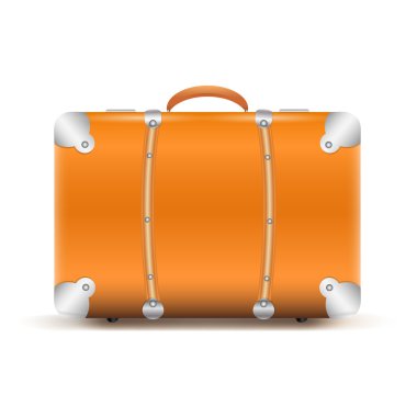 Beyaz arkaplanda izole edilmiş klasik valizin vektör çizimi