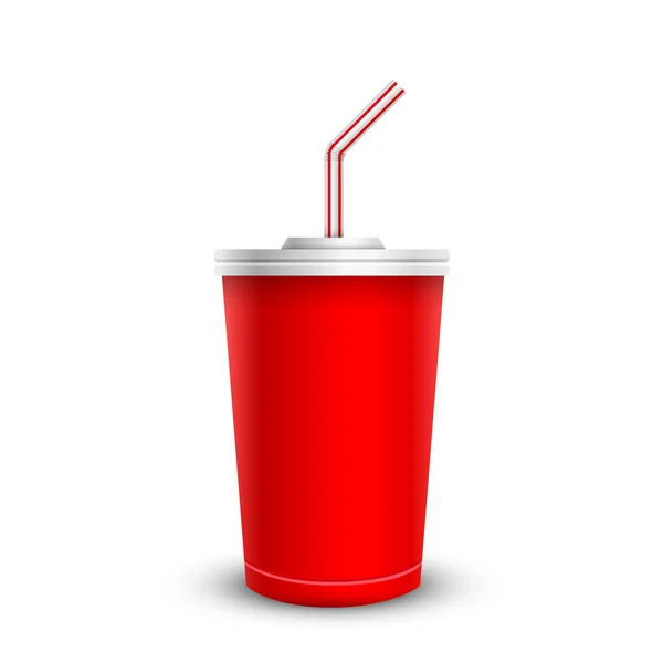 Disposable cups for beverages with straw collection. Vector illustration. — Stock Vector