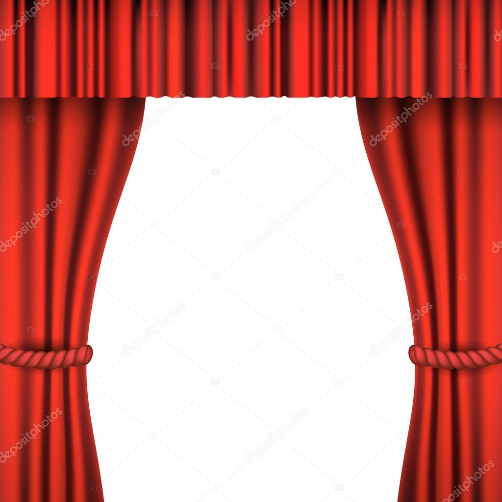 Spotlight on stage curtain. Vector.