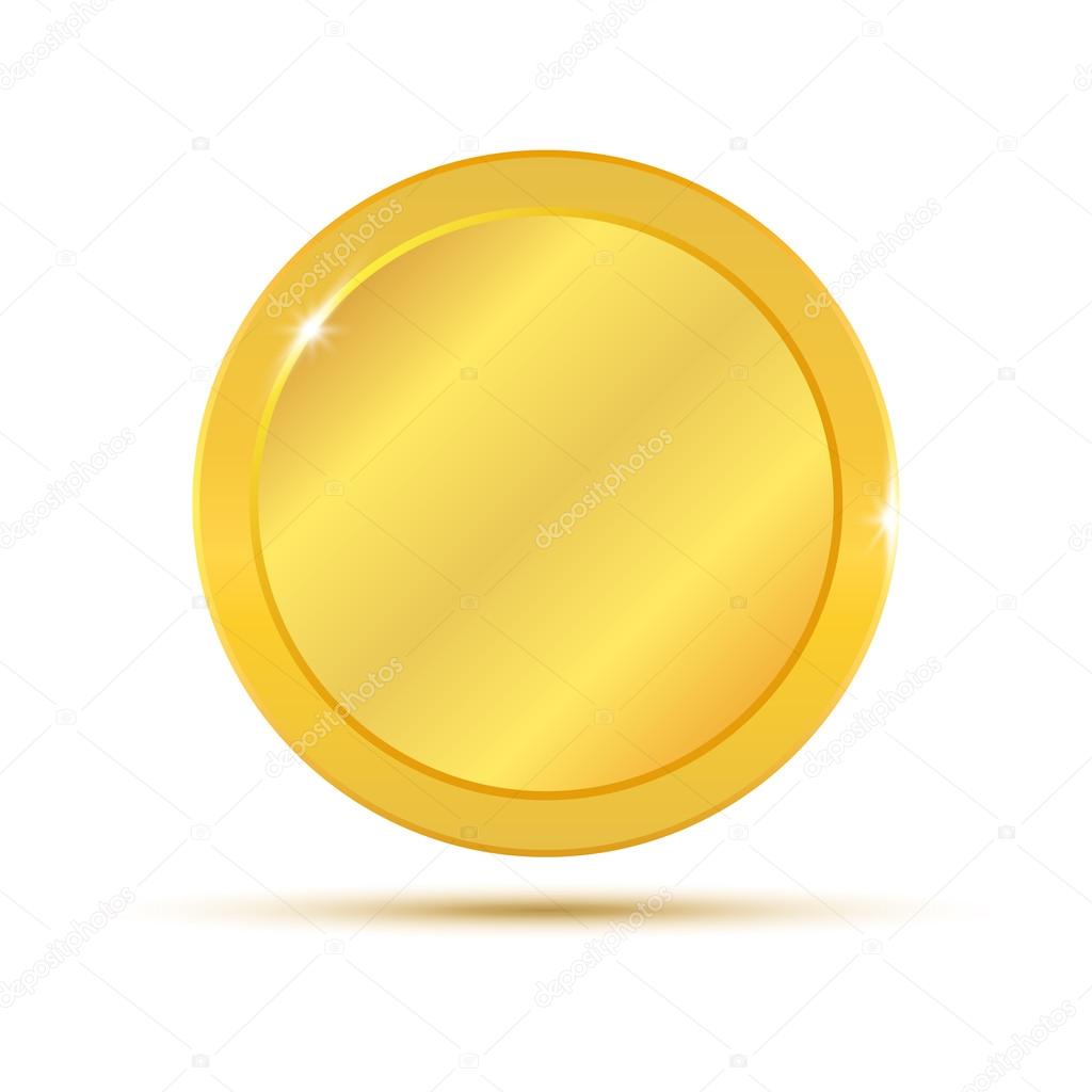 Gold coin. Vector illustration isolated on white background