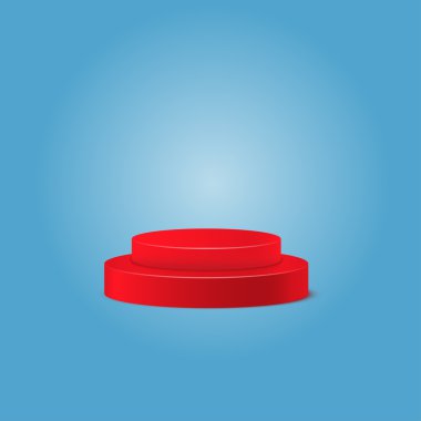 3D izole boş beyaz podyum gri arka plan üzerinde. vektör çizim.