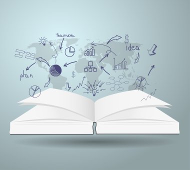 Kitap diyagramı yaratıcı kağıt kesme stil şablonu-ebilmek var olmak kullanılmış için Infographics yatay Kesikli çizgi grafik veya Web sitesi düzeni vektör