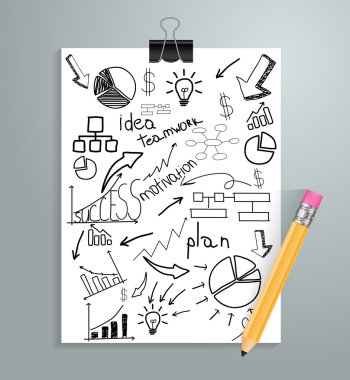 yaratıcı Infographics kalem, bulmaca ve eğitim simgeleri ile şablon. soyut infografik tasarım minimal tarzı. grafik veya Web sitesi düzeni vektör.