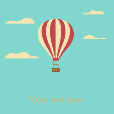 Hot air balloon in the sky vector illustration background greetin g card clipart