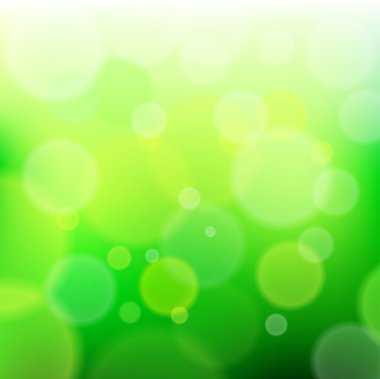 Yeşil Bokeh soyut ışık arkaplanı. Vektör illüstrasyonu