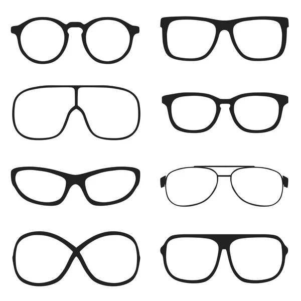 Set of classic vector glasses, isolated on white background — Stock Vector