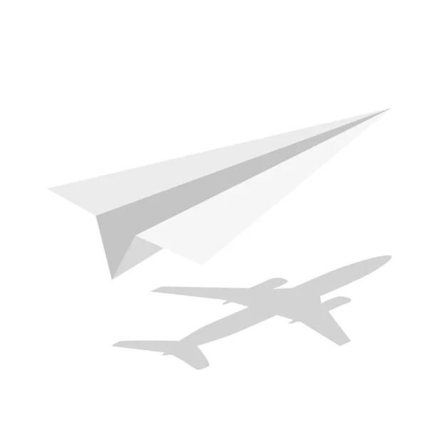 Иллюстрация бумажного самолета оригами на белом фоне — стоковый вектор