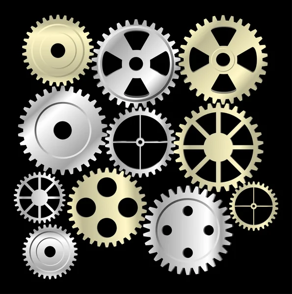 Colección de máquinas de recolección de engranajes de rueda dentada vectorial y engranajes — Archivo Imágenes Vectoriales