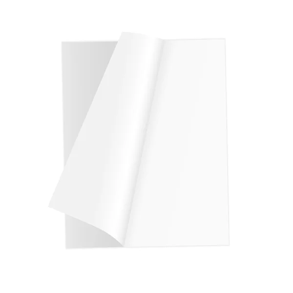 Modello di rivista vuota aperta su sfondo bianco con ombre morbide. Illustrazione vettoriale. EPS10 . — Vettoriale Stock