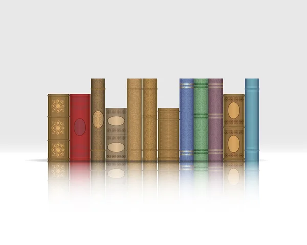 Haufen mehrfarbiger Bücher isoliert auf weißem Hintergrund — Stockvektor