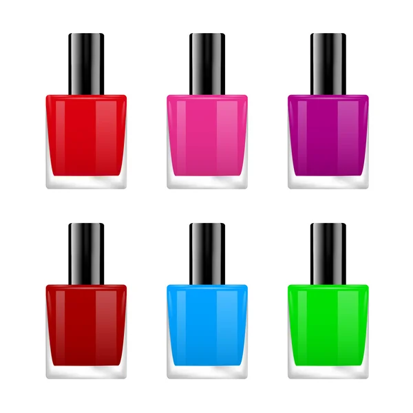 The vector image of nail polish of various colors — Stock Vector
