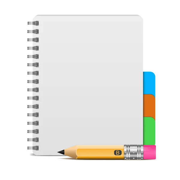 Open blank note book with some stickies isolated on a white background - Vector — Stock Vector