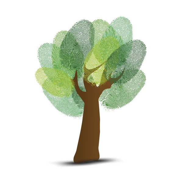 Ilustración de huellas digitales de árbol de identidad verde . — Vector de stock