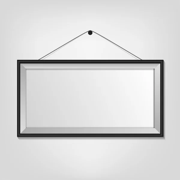 Illustratie van een zwart frame met een wit mat op een witte muur. vector — Stockvector