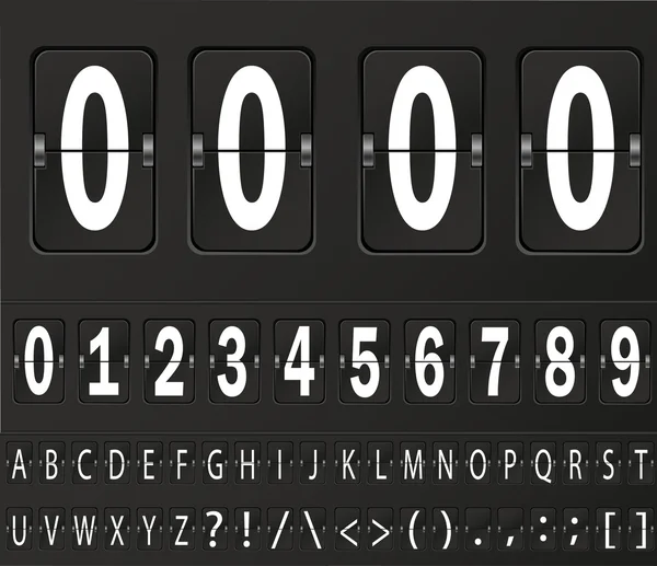 Reloj de solapa de mesa y plantilla de contador de números más todos los números con volteretas. EPS10 altamente editable . — Archivo Imágenes Vectoriales