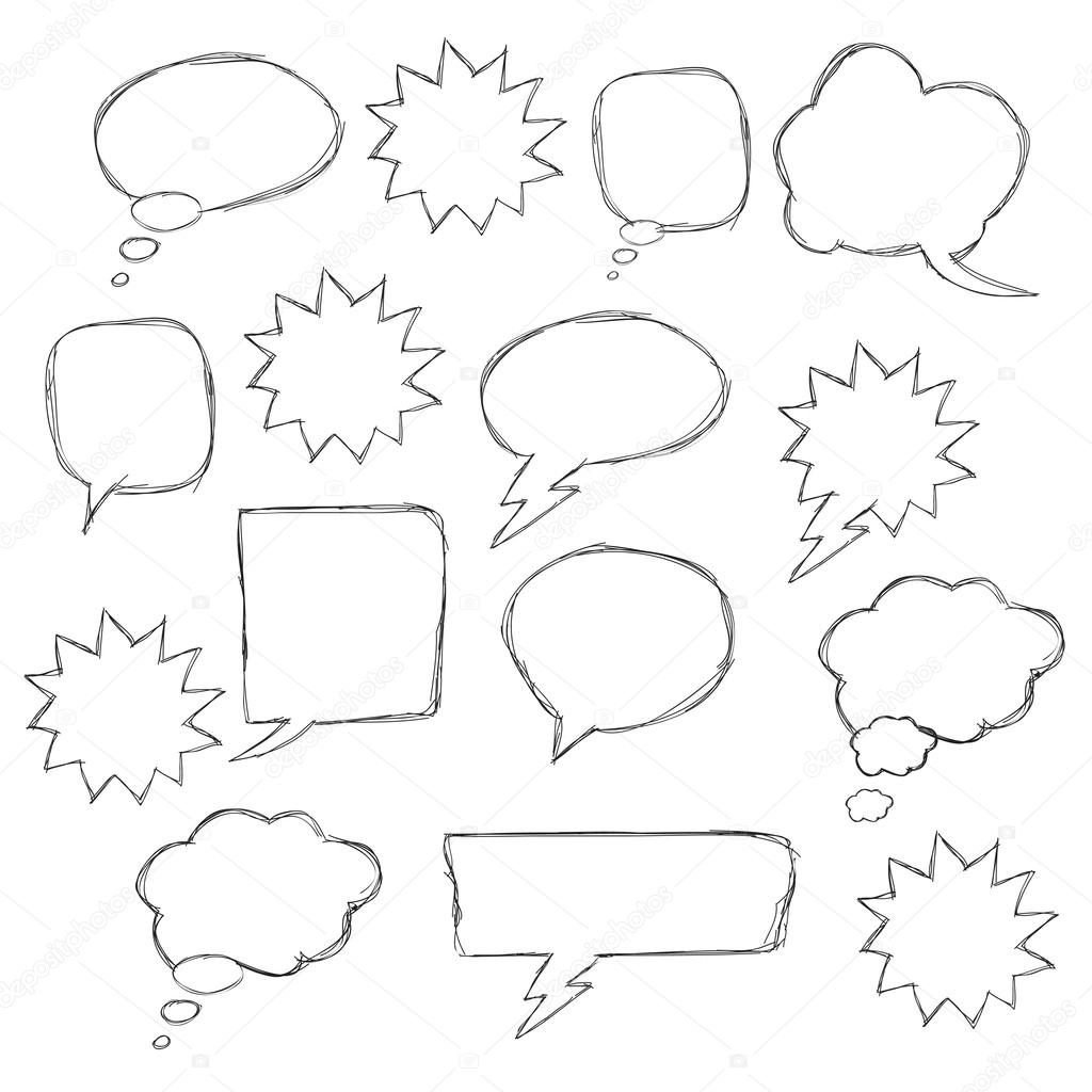 Set of hand drawn text correction elements. Arrows pointing in different directions. Underlines, highlights objects and speech bubbles. Red signs isolated on white background.