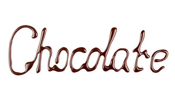 Rozpuszczoną czekoladę na białym tle napis — Zdjęcie stockowe