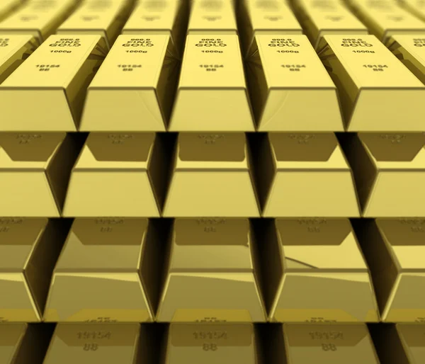 Macro view of stacks of gold bars — Stock Photo, Image