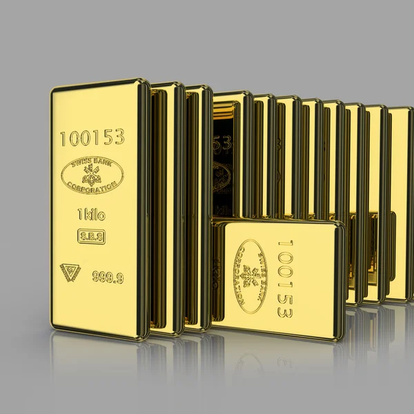 Vista macro de pilhas de barras de ouro — Fotografia de Stock