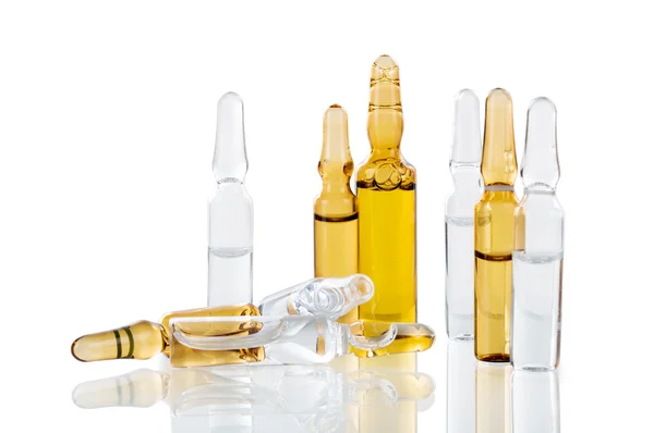 Vials of medicine on a white background — Stock Photo, Image