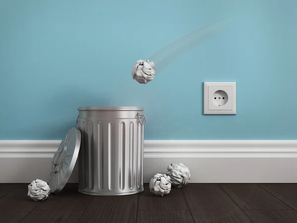 Office garbage near metal basket — Stock Photo, Image