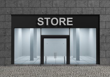 Modern Empty Store Front with Big Windows clipart