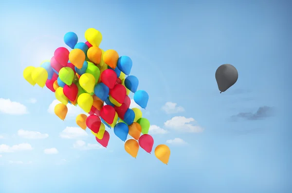 Concept of separations. Discrimination. One balloon is separated — Stock Photo, Image