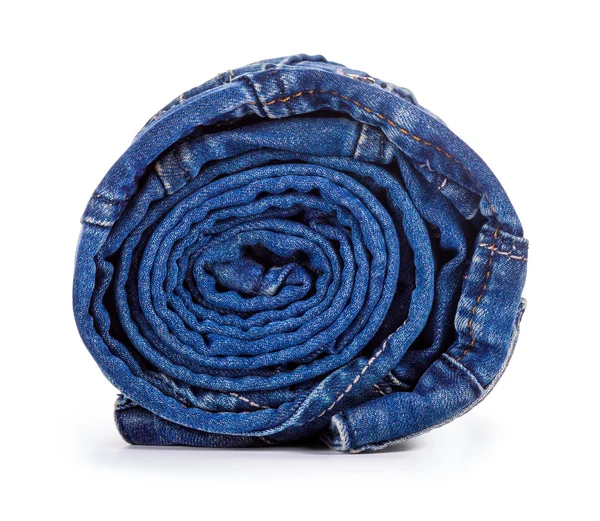 Blue roll jeans isolated on white background — Stock Photo, Image