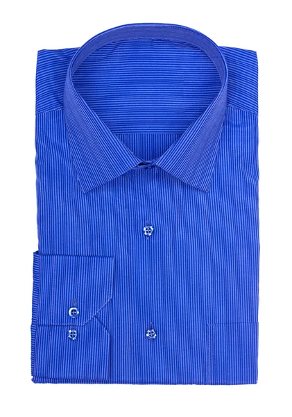 Мужская темно-синяя рубашка с полосками на белом фоне — стоковое фото