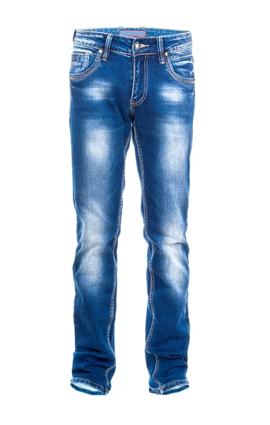 Calça jeans azul isolada no fundo branco — Fotografia de Stock