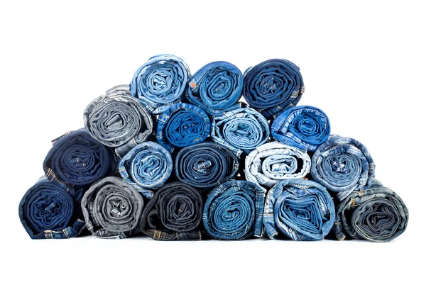 Rolled jeanses isolated on a white background — Stock Photo, Image