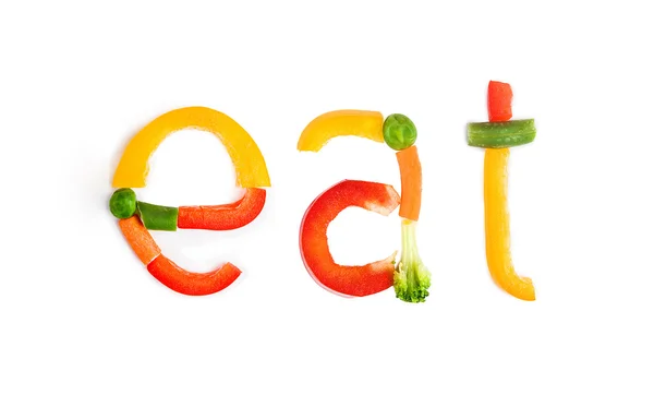 Legumes de inscrição em um fundo branco — Fotografia de Stock