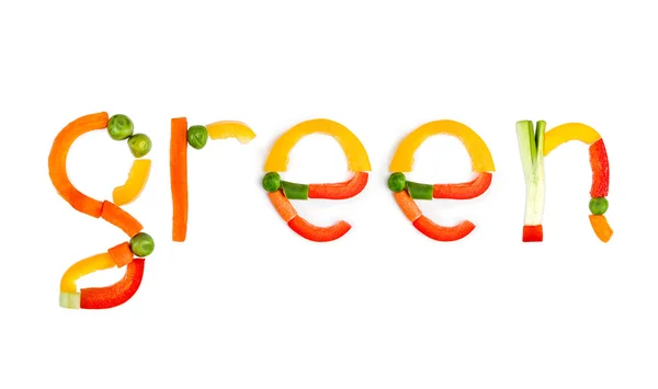 Inscription vegetables on a white background — Stock Photo, Image