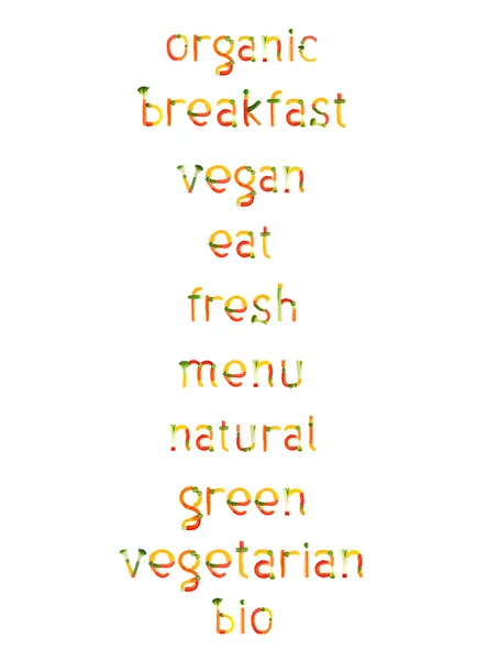 Надпись овощи на белом фоне — стоковое фото