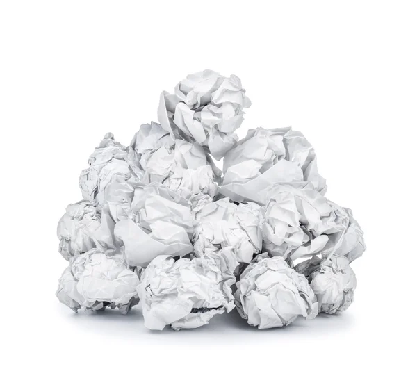 Bunch of white crumpled paper on an isolated background — Stock Photo, Image
