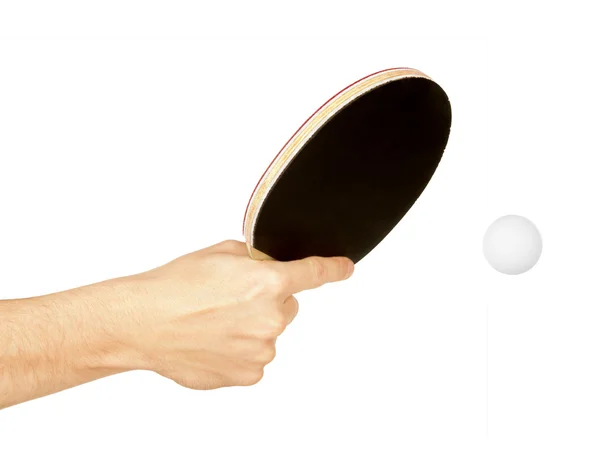 Elinde beyaz Masa Tenisi raketi — Stok fotoğraf