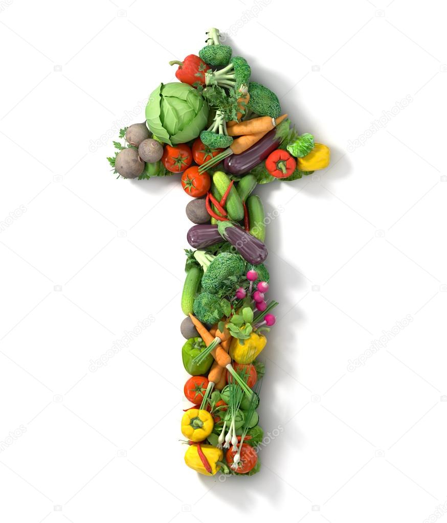 Vegetables arrow. Healthy food concept.