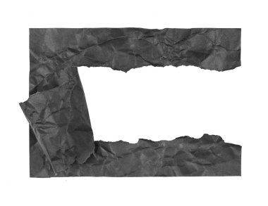 Beyaz bir arka plan üzerinde siyah kağıt