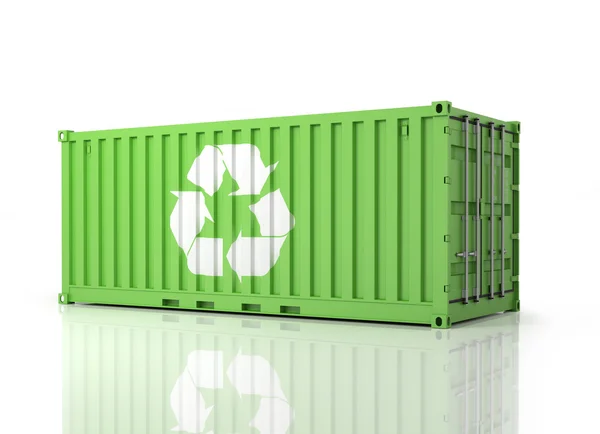 Container Eco. Perspective view of a green Container. Part of Wa — Stock Photo, Image