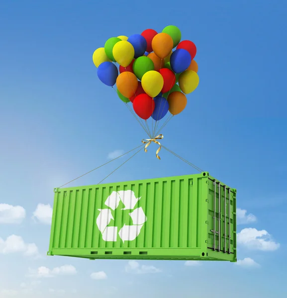 The concept of ecological transportation. Balloons are a freight — Stock Photo, Image